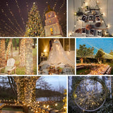 4 Pack 180FT Solar String Lights for Outside, Super Bright 320 LED Solar Christmas Light Outdoor Waterproof with 8 Modes, Green Wire Solar Twinkle Fairy Lights for Xmas Tree Party Yard (Warm White)