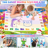 Toddler Toys Water Doodle Mat: 40 X 30 Inch Mess Free Coloring & Drawing Instant Drying Mat - Kids Learning Toys for Girls Age 3-5 Home Educational Activities - Birthday/Christmas Gifts for Girls Boys