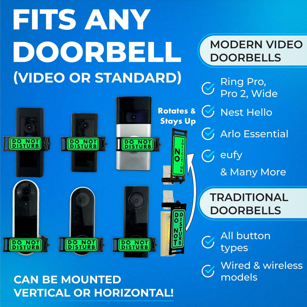 Nap Guardian – The Original – Invented in USA – No Soliciting Doorbell Cover for Ring & Video Doorbells – Blocks Button to Stop Ringing – Rotates Do Not Disturb/No Soliciting
