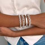 Gokeey Chunky S925 Sterling Silver Bracelets for Women Non Tarnish,Dainty Hypoallergenic Sliver Bracelet Stack Layered Cuban Paperclip Twist Link Chain Bracelets for Jewelry Gifts Waterproof