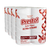 Amazon Brand - Presto! 2-Ply Ultra-Strong Toilet Paper, 24 Mega Rolls Toilet Paper = 120 regular rolls, 308 Sheet (Pack of 24), Unscented