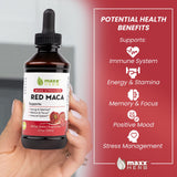 Maxx Herb Red Maca Root Extract - Max Strength Liquid Drops Absorb Better Than Powder or Capsules, for Stamina, Memory and Focus - 4 Oz Bottle (60 Servings)