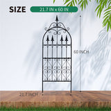 SCENDOR Garden Trellis for Climbing Plants, 60" H x 21.7" W Heavy Duty Metal Trellis, 5FT Rustproof Black Iron Vine Support Trellis with Ground Stakes, Decorative Cupid Arrow Design for Roses, Vines