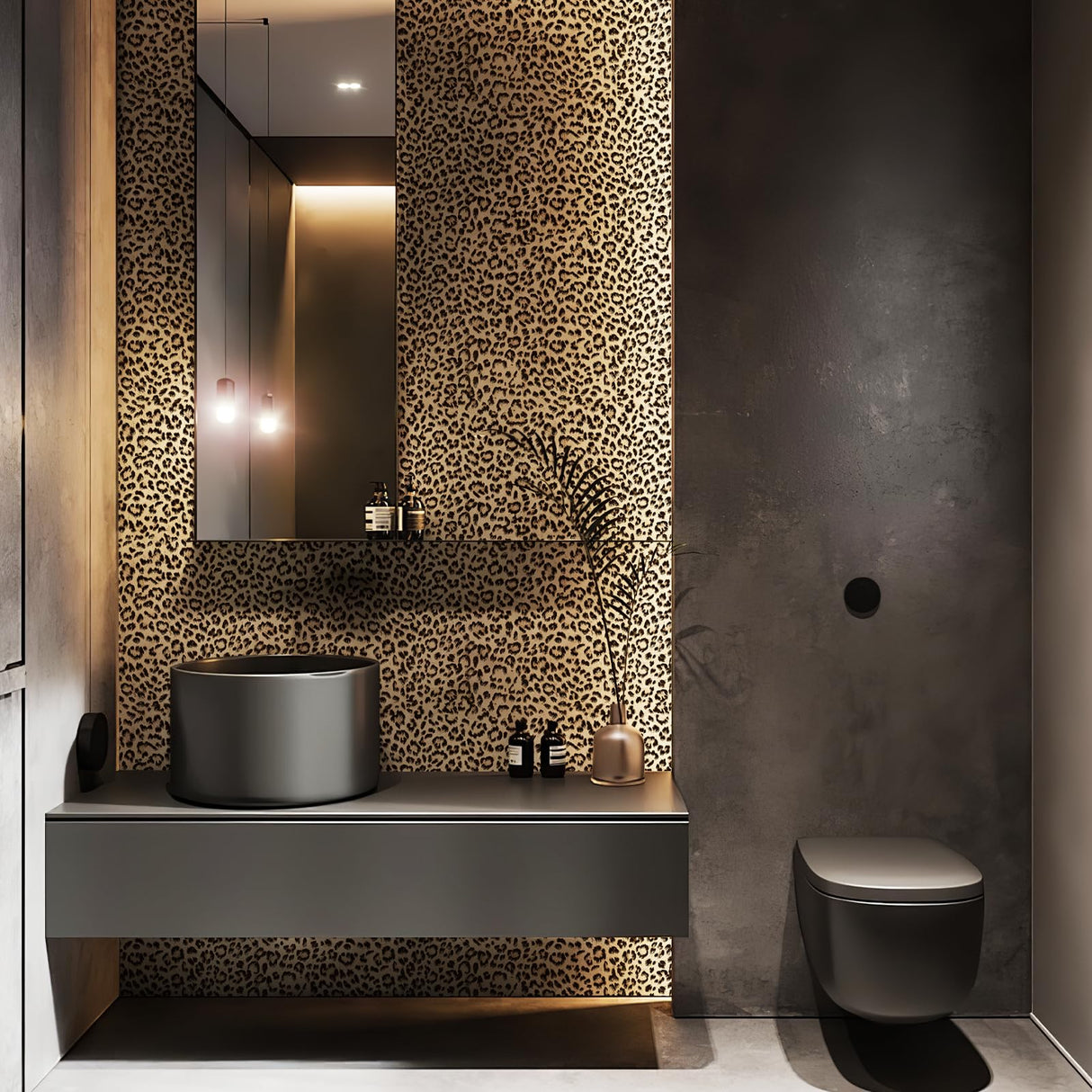 JiffDiff Leopard Print Peel and Stick Wallpaper, Waterproof Removable Self Adhesive Textured Wall Paper, Yellow Unique Funky Cheetah Contact Paper for Bedroom and Bathroom 120"X17.3"(14.4 sq. ft)