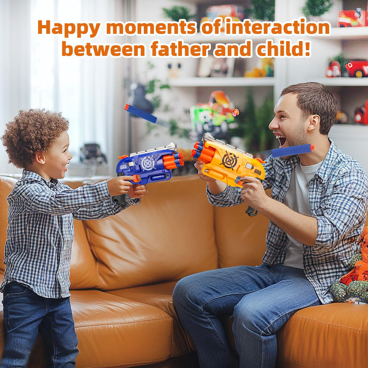 2 Pack Blaster Guns Boys Toy for 3+ Year Old Kids, 80 Soft Foam Darts Bullets, 2 Targets & 2 Wrist Strap, Gun Toys Gifts for Ages 8-12,Christmas Stocking Stuffers Party Supplies for Toddler Orange