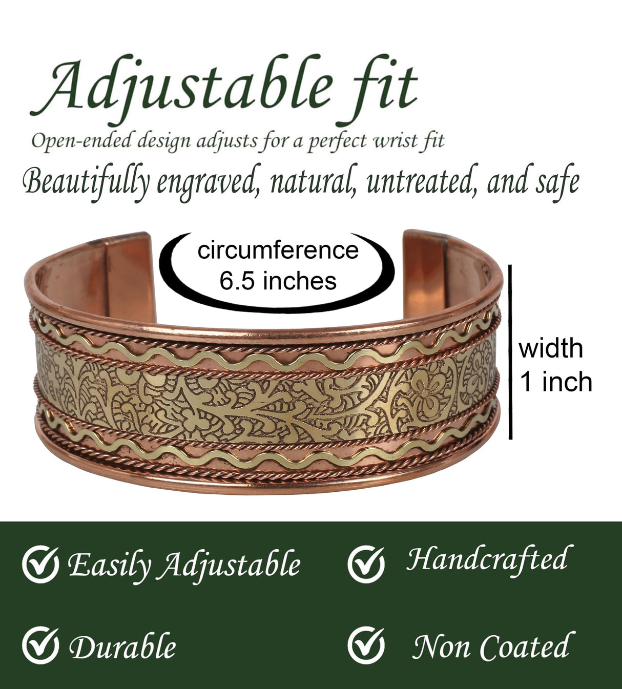 Touchstone 100% Pure Copper Cuff Bracelet, Celtic, for Women & Men