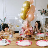 50Pcs Gingham Oval Paper Plates 10" x 12" Large Disposable Heavy Duty Christmas Red and White Buffalo Checked Plaid Paper Dessert Platter Plate for Wedding Holiday Winter Xmas Birthday Party Supplies