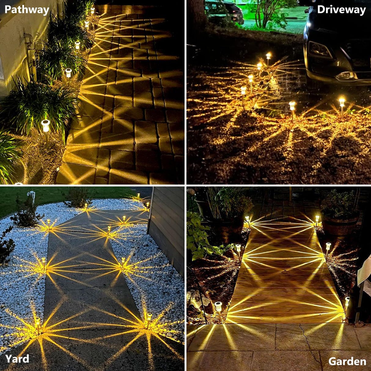 Gorrzai Solar Lights Outdoor 10 Pack Solar Pathway Lights Outdoor LED Waterproof Stainless Steel Driveway Lighting for Outdise, Yard, Walkway, Sidewalk, Garden, Lawn (Warm White)