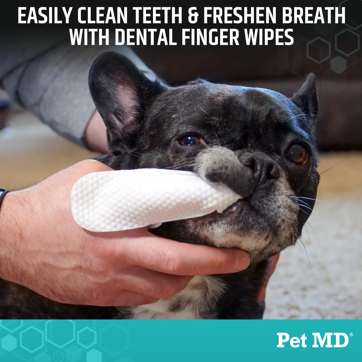 Pet MD Pet Dental Finger Wipes for Dogs - Fresh Apple & Mint Flavor - 50ct