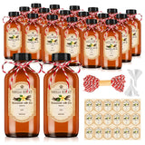 KEYWING 18 Pack 8oz Amber Glass Boston Round Bottles with Airtight Poly Cone Caps, Perfect Bottles for Homemade Vanilla Extract, Syrups, Essential Oils, Holiday & Christmas Gift
