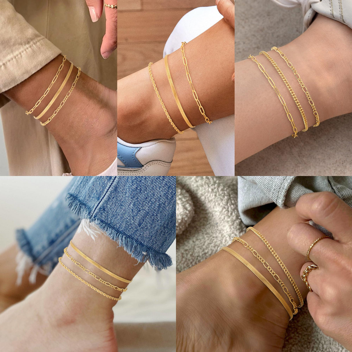 AOZEL Extra Large Plus Size Gold Ankle Bracelets for Women Gold Plated Anklets for Big Large Ankles Non Tarnish 12 inch Cuban Link Anklet Bracelet