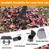 KLDOLLAR Garden Rake for Leaves, 48" Metal Leaf Rake with Soft Foam Grip