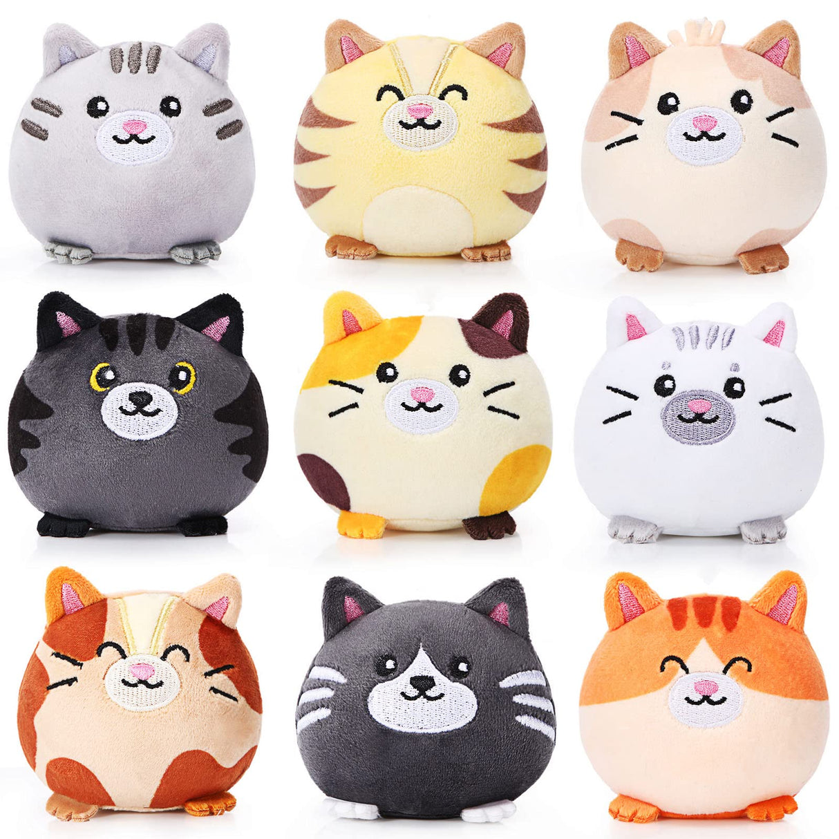 Libima 9 Pcs Mini Stuffed Animals Keychains 3.15 Inch Small Plush Cute Ornaments Bulk Toys for Baby Shower Birthday Party Decors Gift Bags Fillers Halloween Christmas Basket Stuffers(Cat)