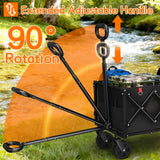 35" L Extra Long Wagons Carts Foldable, 360LBS Beach Wagon with Wheels