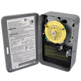 Intermatic T104 24-Hour Mechanical Timer Switch - 208–277 VAC, DPST, Indoor Metal Enclosure, Heavy-Duty, Manual Override, 40 Amp - Ideal for Lights, Pumps, Fans, and HVAC Systems