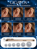 Sterling Silver Moissanite Earrings Studs for Women Men Hypoallergenic