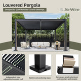 AirWire 10x12 FT Louvered Pergola Dark Gray