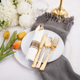 Supernal 120Pack Gold Plastic Silverware Wrapped Plastic Cutlery Set with Napkin,Pre Rolled Napkins with Cutlery Set,Rolled Silverware Disposable For Halloween Thanksgiving Christmas