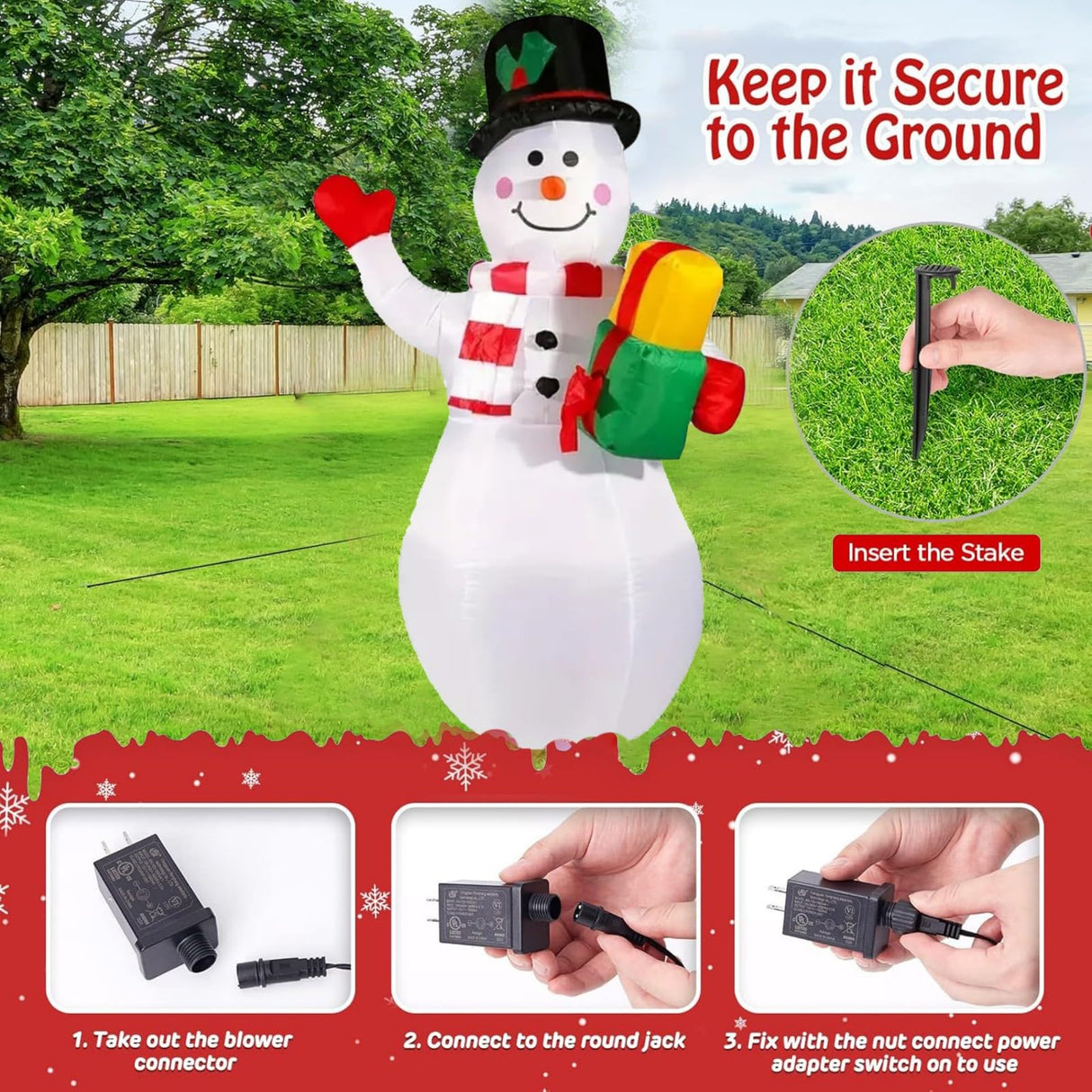 PIPIMOUSE 5FT Christmas Inflatables Snowman with Rotating Lights, Blow Up Snowman Outdoor Decoration LED Lighted Snow Man Christmas Decor for Yard Patio Garden Lawn Xmas Holiday Indoor Party