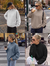 Trendy Queen Womens Mock Neck Sweatshirts Oversized Pullover Fall Outfits