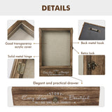 AW BRIDAL 11X16 Large Shadow Box Picture Frames Deep Shadow Boxes Display Cases with Removable Shelves and Drawers, Brown Wooden Memory Boxes for Keepsakes with Slot Christmas Decorations Gifts