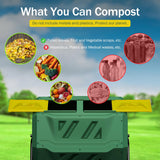 Saicool 43 Gallon Large Dual Chamber Composting Tumbler Outdoor Garden Rotating Compost Bin Tumbling Composter with Sliding Door, Green