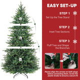 Hykolity 7.5 ft Prelit Artificial Christmas Tree, 2933 PE&PVC Branch Tips, 450 Warm White LED Lights, Metal Stand and Hinged Branches