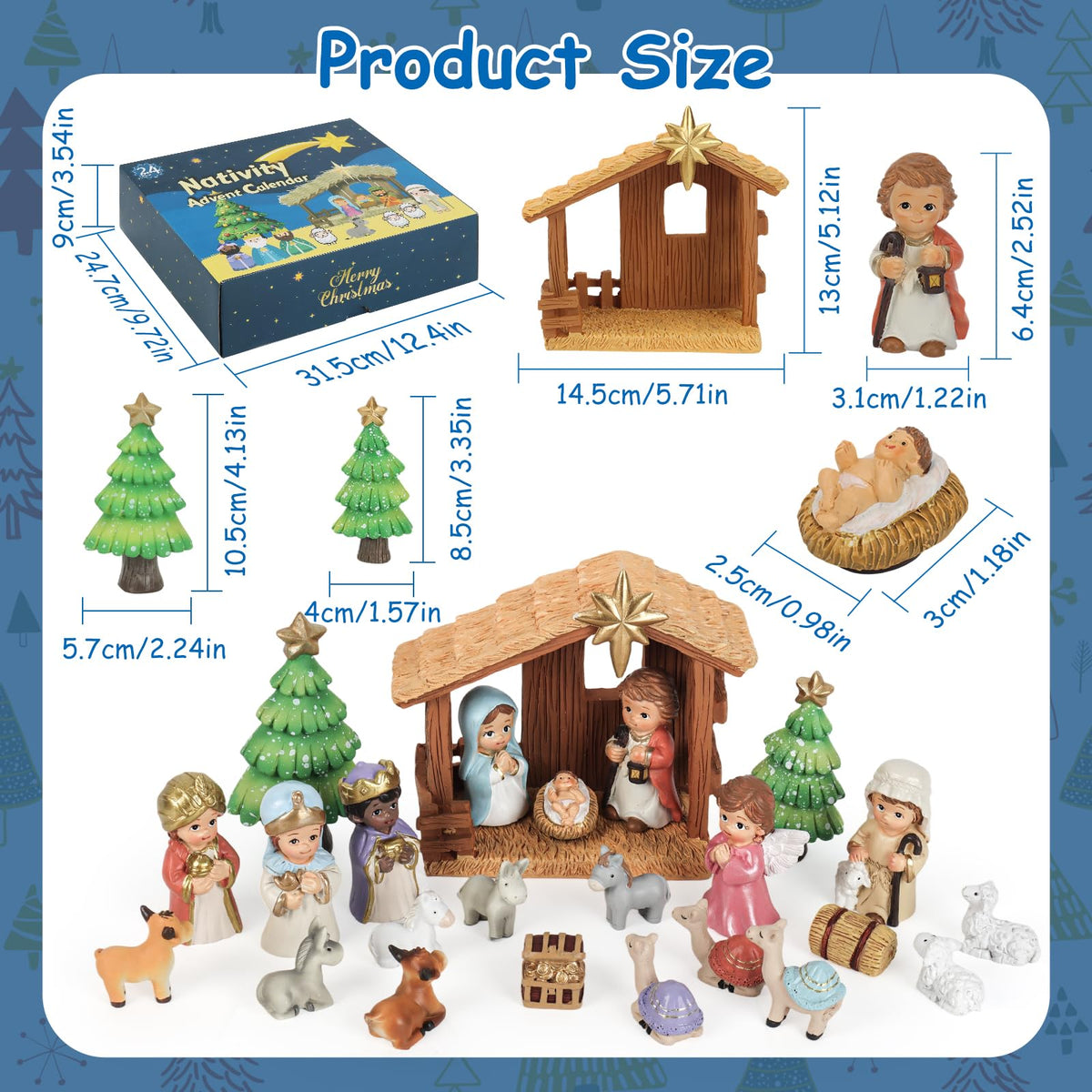 Nativity Advent Calendar 2026 for Kids - 24 Days of little people Christmas Nativity Scene Set for Toddlers, Christmas Countdown Calendar Gifts for Kids Boys Girls Children Toddler Teens Indoor Toy