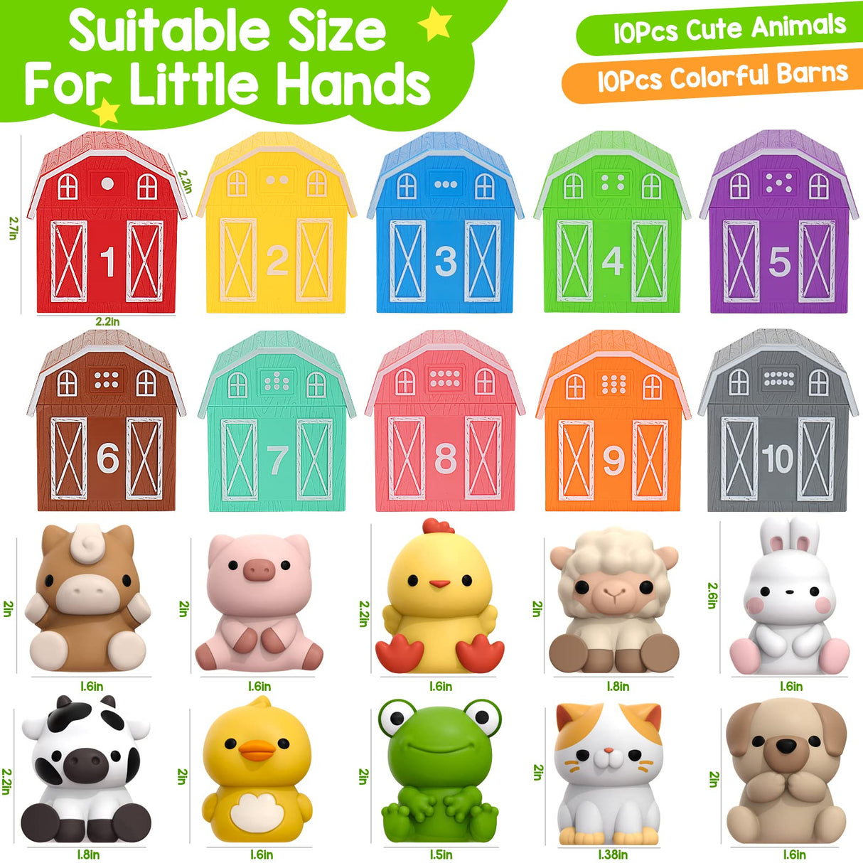 KMUYSL Toys for 1,2,3 Year Old Boys Girls, Farm Animals Toys Playset, Counting Skill, Color Matching, Christmas Birthday Easter Educational Gift for Baby Toddler Boys Girls Age 12-18 Months