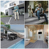 16 PCS Modular Interlocking Cushion Interlocking Floor Tiles with Hole Drainage Mat 10" x 10" Non Slip Pool Deck Mat Outdoor for Drain Deck Pool Patio Shower Kitchen Balcony (Grey)