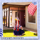 4th of July Porch Goose Outfit Patriotic Independence Goose Clothes for 23" High Cement or Plastic Geese Costume for Yard Lawn Outdoor Garden 250 Anniversary Duck Statue Dress USA American Flag Decor