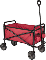 Amazon Basics Collapsible Heavy Duty Utility Wagon for Outdoor Sports, Camping, Garden, and Pets, Portable with Handle, 265 pounds Weight Capacity, 27.6 x 40.9 x 20 inches, Red