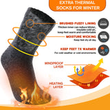 Welwoos Heated Thermal Socks for Women & Men Winter Warm Ski Thick Boot Insulated Gift Socks Stocking Stuffers for Women 3 Pairs (Dark Grey,L)