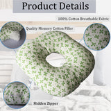 Wuronsa Ear Piercing Pillow for Side Sleepers, Pillow with an Ear Hole for CNH and Ear Pain Ear Inflammation Pressure Sores, O-Shaped Side Sleeping Pillow, Ear Guard Pillow(Green Flower)