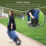 TIMBER RIDGE Tailgate Collapsible Folding Wagon Cart, Heavy Duty Utility Push Pull Beach Wagon Foldable, Outdoor Grocery Cart with Side Pockets for Camping, Garden, Shopping, Holds 225 lbs, Blue