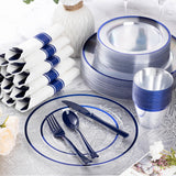 Goodluck 350 Pcs Clear Blue Plastic Plates Disposable for Party 50 Guests