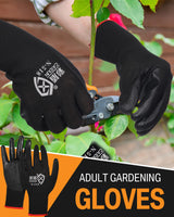 Potchen 72 Pairs Gardening Work Gloves Bulk for Men Women, Rubber Coated Garden Multipack Safety Construction Glove (Black)