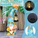 Qeinwha Summer Garden Gnome Statue with Solar Lights