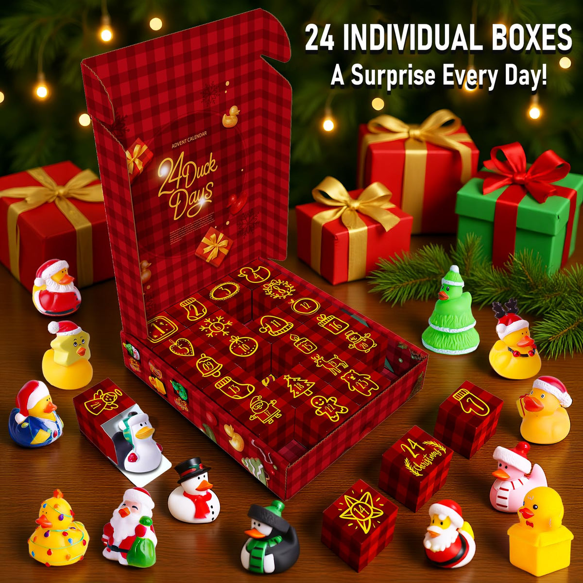 Intever Advent Calendar Christmas 2026, 24 Days of Surprise Rubber Ducks