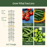 Vego 3-Panel Tomato Cage for Garden & Pots, Rust-Resistant Tomato Stakes Plant Cage Trellis Support for Climbing Vegetables Plants- 11.5" Triangle 4 Pack