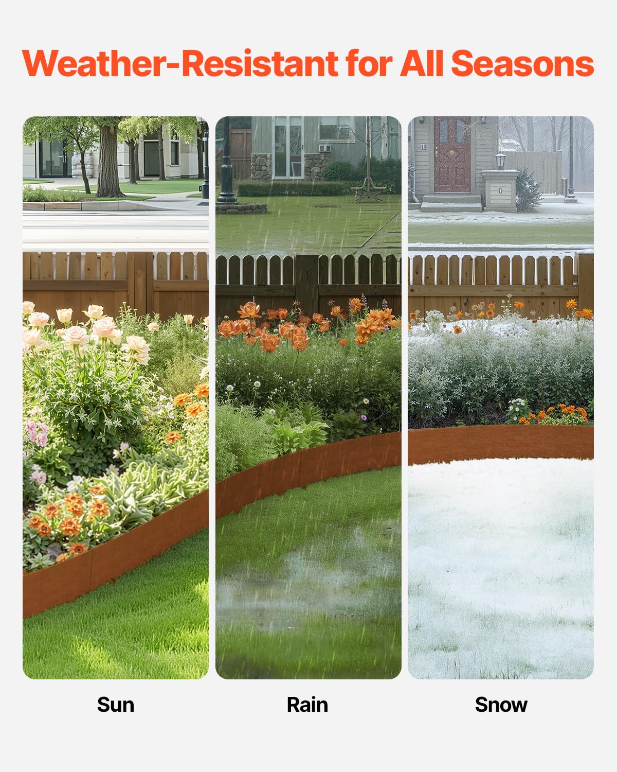 VEVOR Steel Landscape Edging, 10 Packs 40 x 4.5 in Weather-Resistant & Pre-Rust Metal Landscape Edging, Bendable Garden Edging Border, Heavy Duty Lawn Edging, Flower Bed Yard Pathway Divider