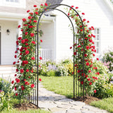 Giantex 86'' Metal Garden Arch, Outdoor Arbor Trellis with 8 Ground Stakes
