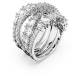 Swarovski Hyperbola Ring, Mixed Cuts, Clear, Rhodium Finished; Size: Us 7; Eu 55
