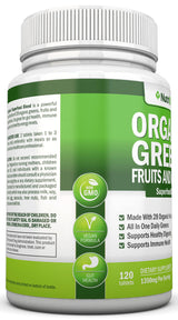 Organic Super Greens Capsules - Fruit And Vegetable Supplements - 120 Count - 28 USDA Organic & Vegan Premium Ingredients - Superfood Blend For Immune Health, Digestion & Energy - Whole Food Vitamins