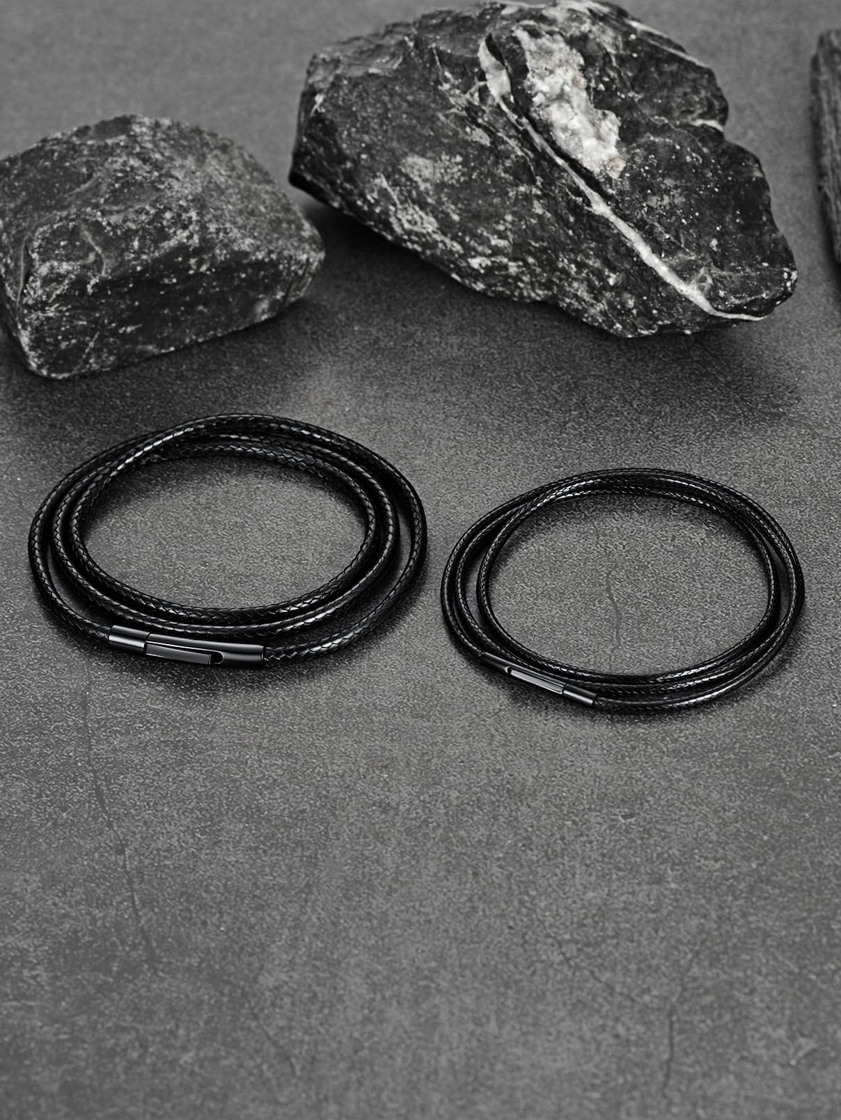 FaithHeart Braided Leather Necklace Cord with Stainless Steel Snap Clasp
