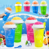 3 Pack Slushy Cup, Slushie Maker Cups, Magic Quick Frozen Squeeze Cups for Ice Cream Juice Milk Yogurt, DIY Smoothie Cooling Cup with Lid and Straw for Kids Friends Family (Blue Pink Green)
