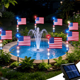 UMEUC 8 Pack Solar American Flag Lights Outdoor,American Flag Pathway Lights, Solar Flag Lights, Auto On/Off 8Modes IP65 Waterproof, 4th of July Decorations Outdoor for Yard Garden Memorial Day 250Th
