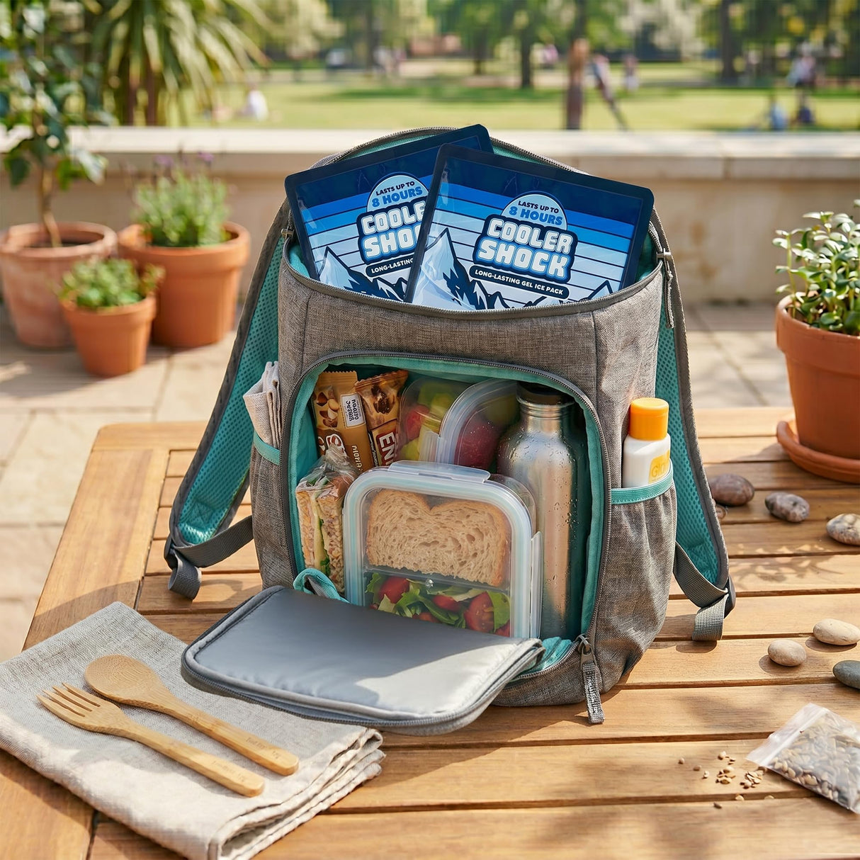 Cooler Shock Reusable Prefilled Ice Packs for Coolers & Lunch Boxes - Long Lasting Cold Freezer Packs for Lunchbox, Non-Toxic Gel Ice Pack for Camping, Lunch Bags, Road Trips, 2 Pack (6.5"x7.5")