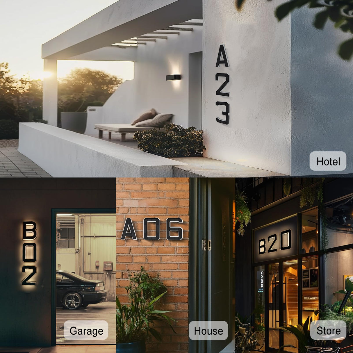 ISUNMEA 9 Inch Solar Lighted House Numbers for Outside, Light Up Waterproof LED Address Numbers Signs for Houses, Large Personalized Illuminated Exterior Modern House Numbers Light (A-Black, 9IN)