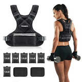 Adjustable Weighted Vest PACEARTH Ironsand Weight Vest with Six 1.5-lb Adjustable Weights, 11-20 lbs Total, Big Zipper Pouch, Home Workout Weight Vest for Men and Women in Cardio and Strength Training